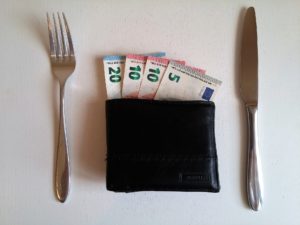 Euro Geld Portemonnaie Gabel Messer Besteck